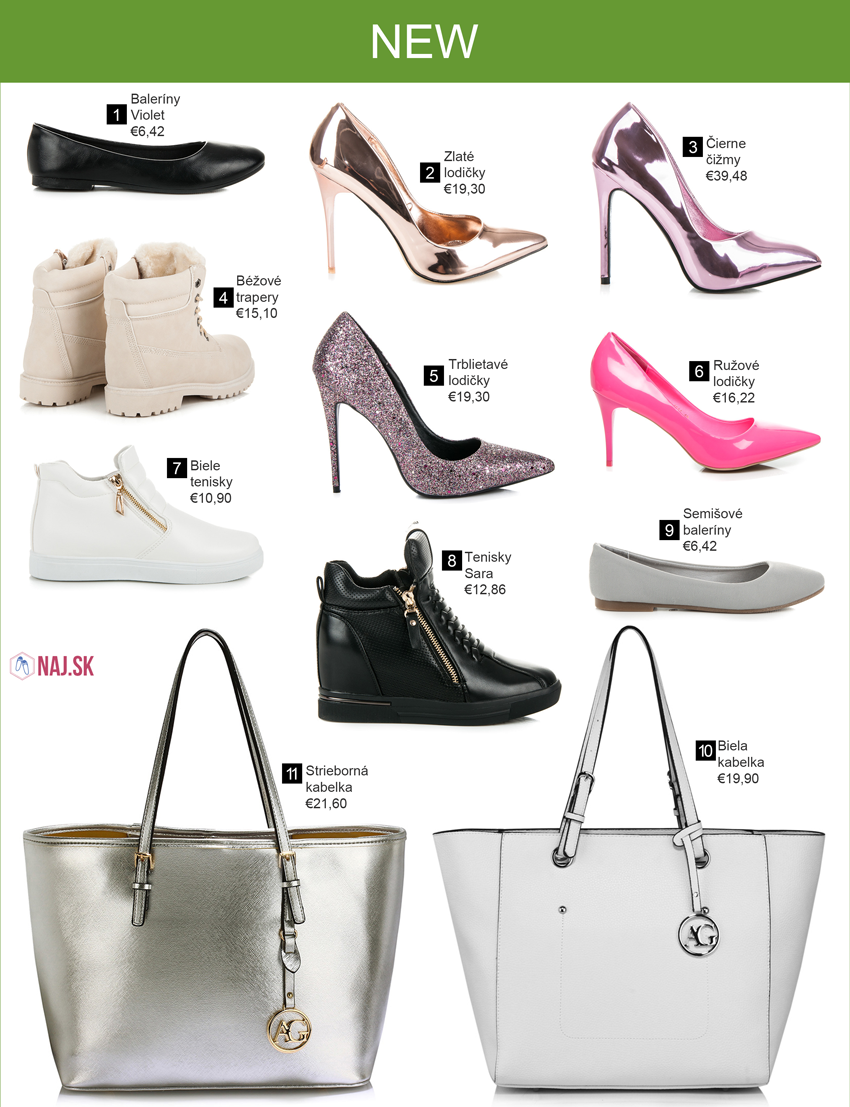 baleríny, lodičky, trapery béžové, tenisky na opätku, kabelky na rameno